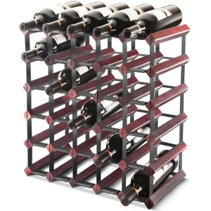 Assembled 30 Bottle Wine Rack - Cherry Finish