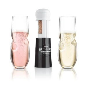 Bubbles Sparkling, Champagne, Bubbly Glass Set with Opener - 10 oz (300 ml)