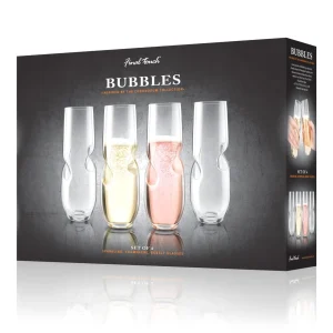 BUBBLES Sparkling Wine / Champagne Stemless Glasses - Set of 2