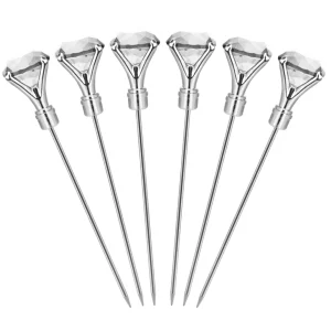 Diamond Cocktail Picks - Clear - Set of 6