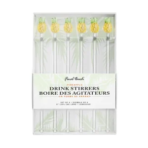 Glass Pineapple Drink Stirrers - Set of 6