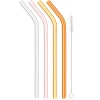 Reusable Glass Straws - Set of 4 - Clear, Pink, Yellow & Orange