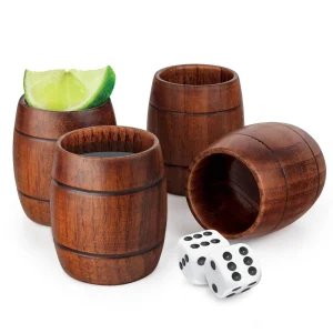Wood Barrel Shots - Set of 4