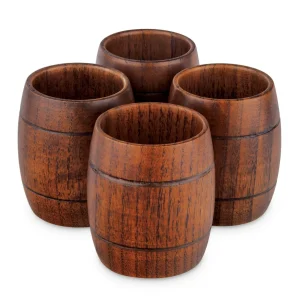 Wood Barrel Shots - Set of 4