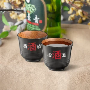 Wood Sake Cups - Set of 2 - Red