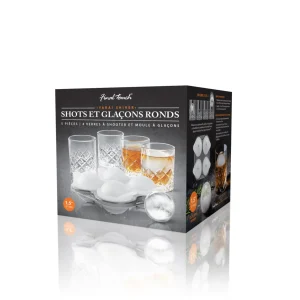 Yarai Shiver Ice Ball Shots - 4 Glasses with Ice Ball Tray