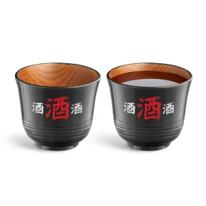 Wood Sake Cups - Set of 2 - Red